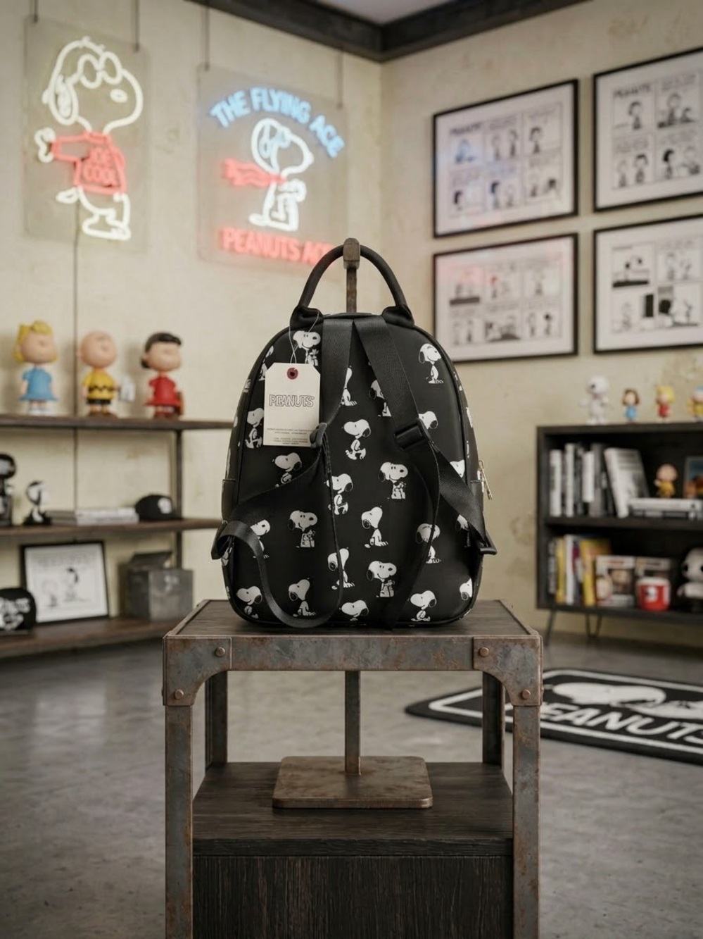 Black Snoopy Print Mini Backpack - Picture 2 of 4